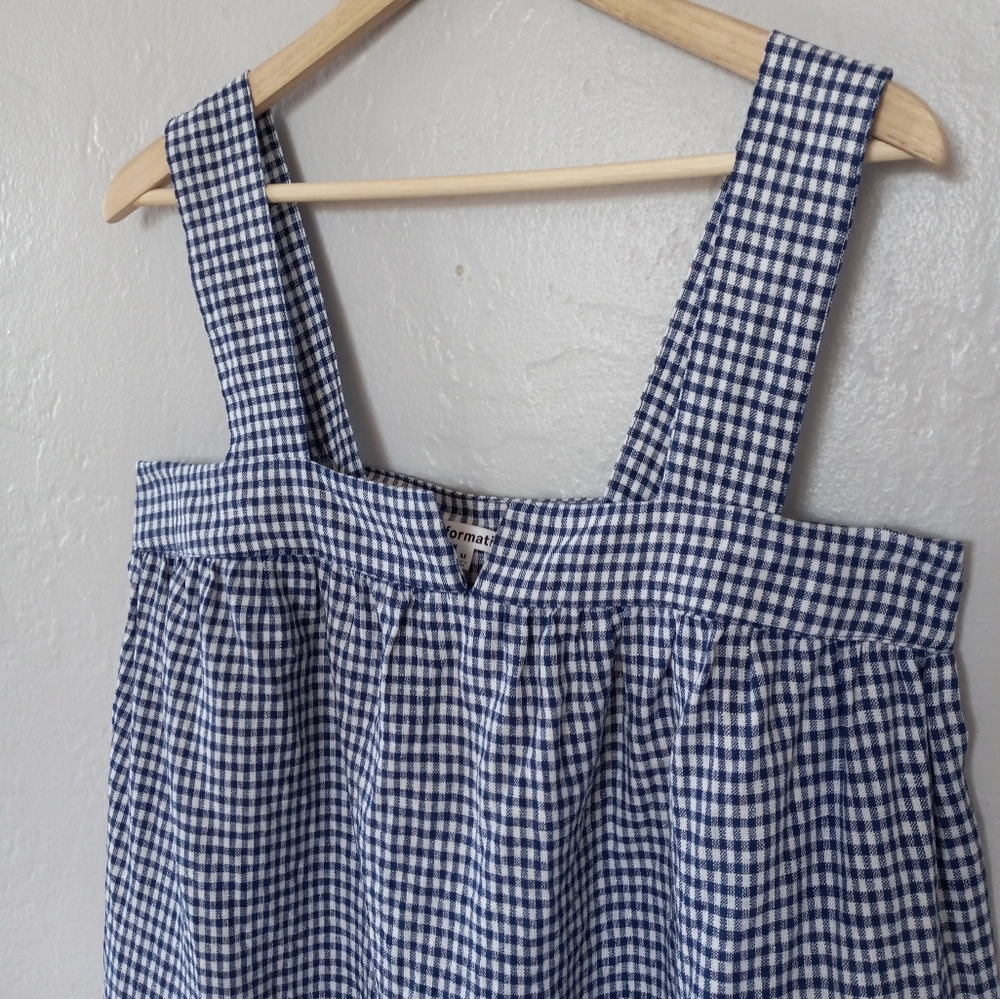 Reformation Raphael Linen Maxi Dress Challah Check Blue White Gingham M - Picture 5 of 16
